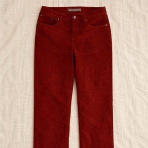 Garnet Hill Women's Mid Rise Burgundy corduroy Jeans